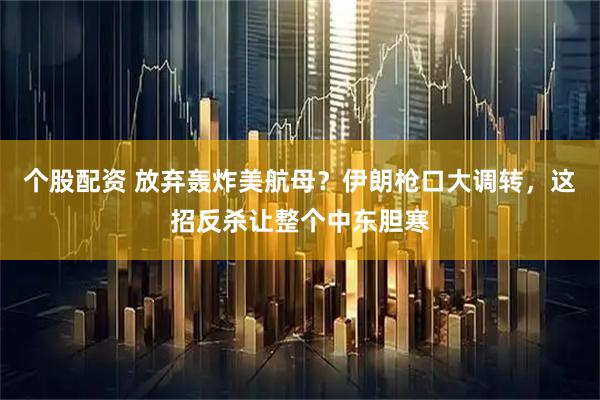 个股配资 放弃轰炸美航母？伊朗枪口大调转，这招反杀让整个中东胆寒